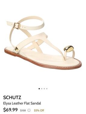 SCHUTZ Cream Leather Toe-Ring Ankle Strap Sandal